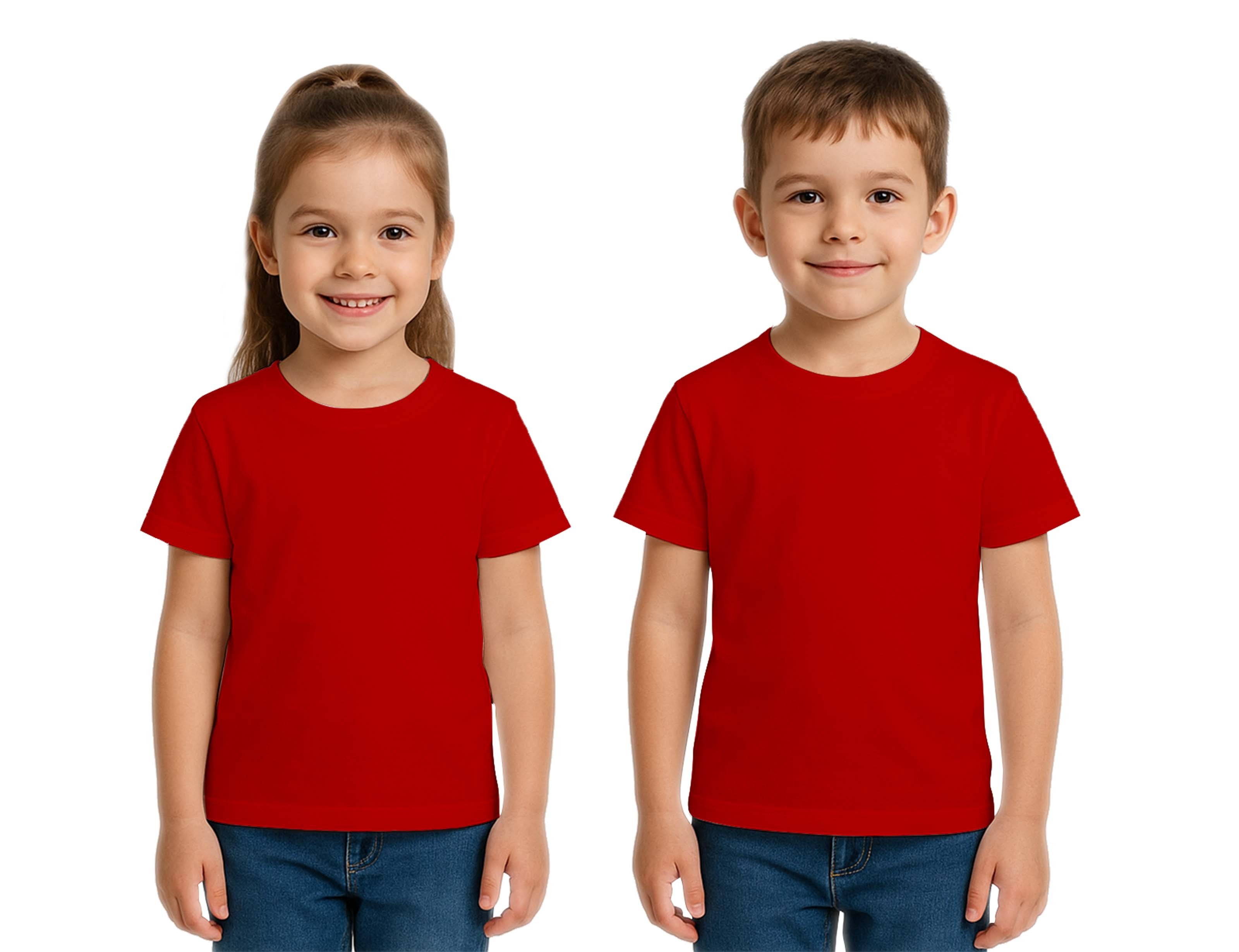Unisex Düz Renkli Çocuk Tişört Pamuklu Penye Kumaş (Numune)
