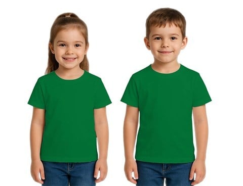 Unisex Düz Renkli Çocuk Tişört Pamuklu Penye Kumaş