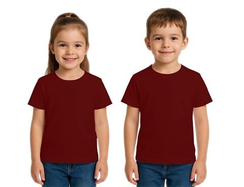 Unisex Düz Renkli Çocuk Tişört Pamuklu Penye Kumaş