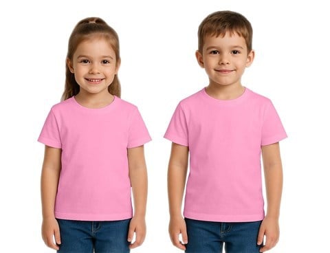 Unisex Düz Renkli Çocuk Tişört Pamuklu Penye Kumaş
