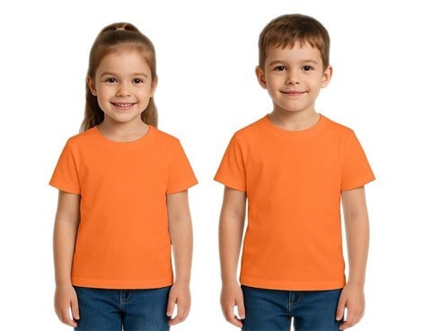 Unisex Düz Renkli Çocuk Tişört Pamuklu Penye Kumaş
