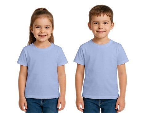 Unisex Düz Renkli Çocuk Tişört Pamuklu Penye Kumaş