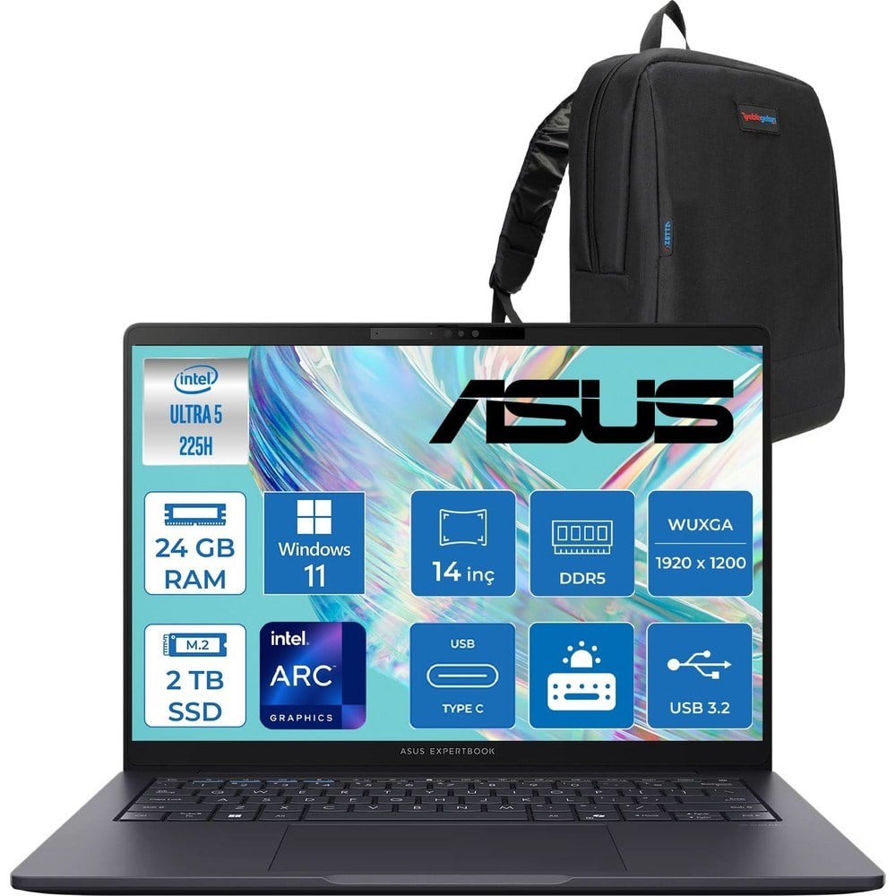 Asus Expertbook B3 (B3405CCA) Intel® Core™ Ultra 5 225H 24GB Ddr5 2tb SSD Intel® Arc™ Grafik 14