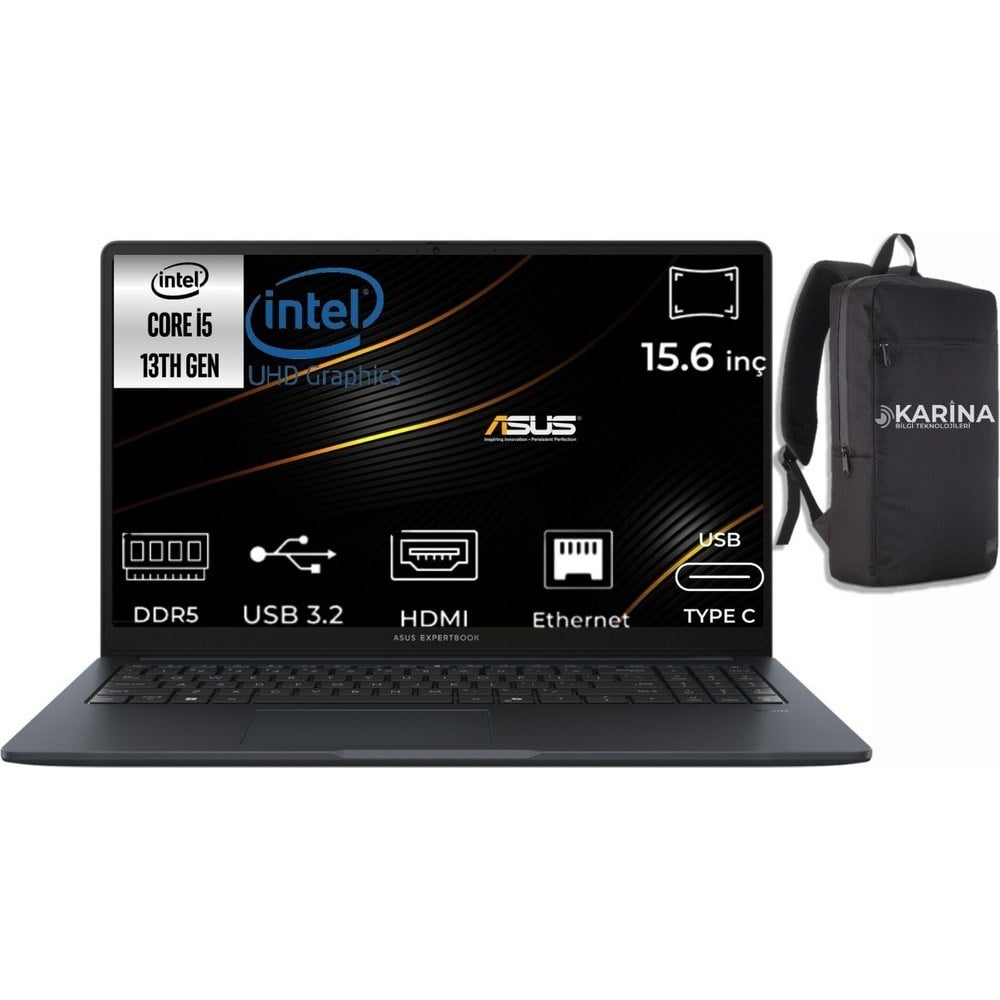 Asus Expertbook I5-1334U B1503CVA-I58G512B1D-39 48GB 1tb Intel UHD Graphics Windows 11 Pro 15.6