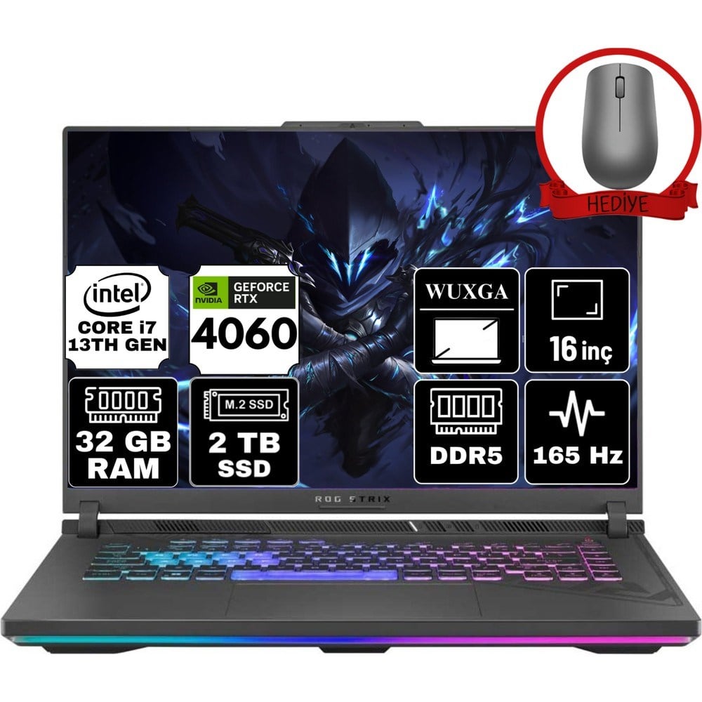 Asus Rog Strix G16 Intel Core I7 13650HX 32GB 2tb SSD RTX4060/8GB 165Hz Windows 11 Pro 16