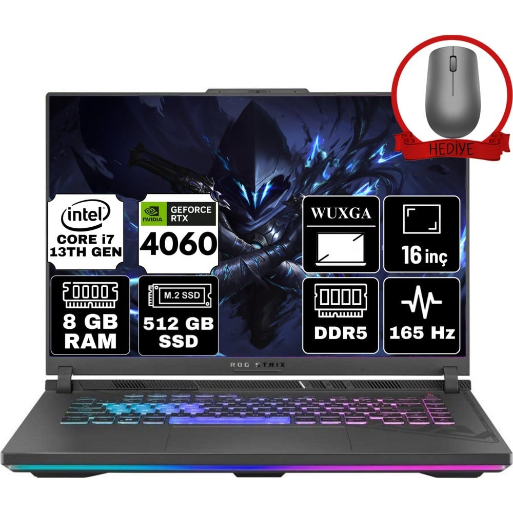 Asus Rog Strix G16 Intel Core I7 13650HX 8gb 512GB SSD RTX4060/8GB 165Hz Windows 11 Pro 16