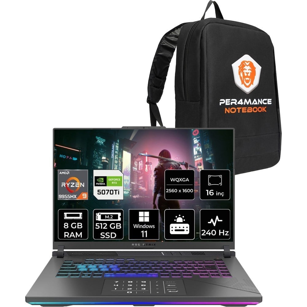 Asus Rog Strix G16 Ryzen 9 9955HX RTX 5070 Ti 12GB Gaming Laptop 8GB RAM 512GB SSD 16