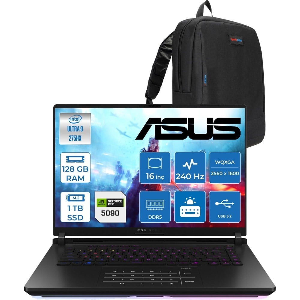 Asus Rog Strix Scar 16 G635LX-RW145 Ultra 9 275HX Aı 128GB 1tb SSD 24GB/RTX5090 Gddr7 175W 16