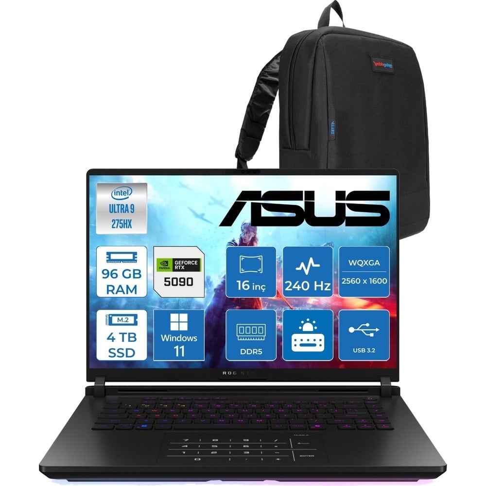 Asus Rog Strix Scar 16 G635LX-RW145 Ultra 9 275HX Aı 96GB GB 4tb SSD 24GB/RTX5090 Gddr7 175W 16