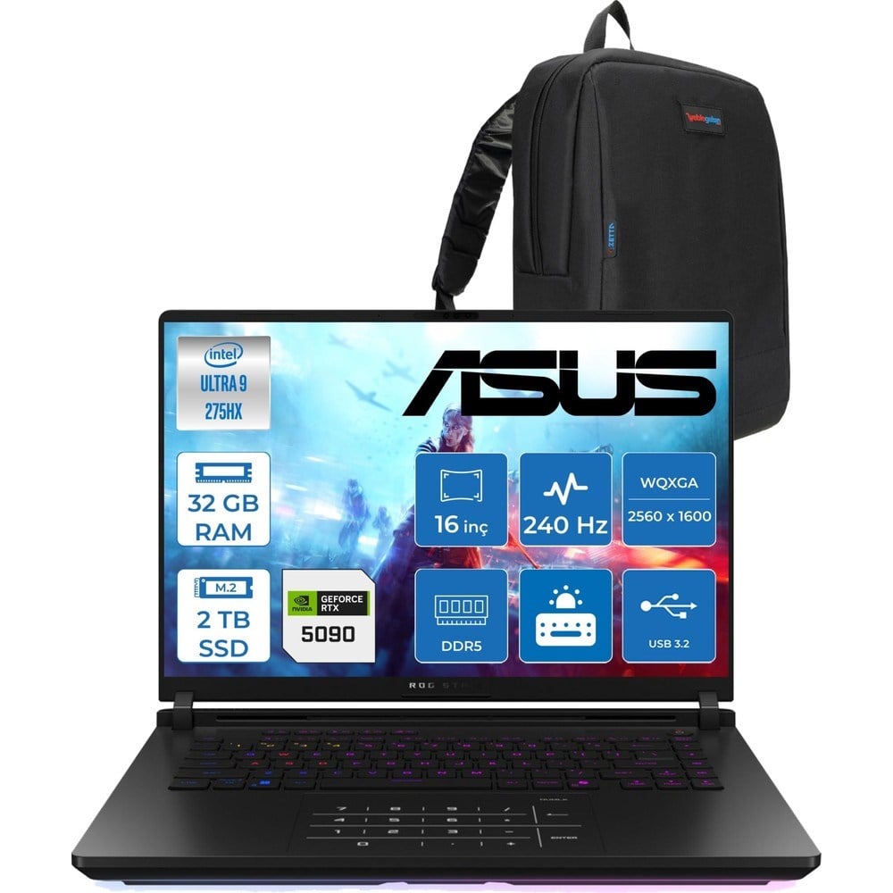 Asus Rog Strix Scar 16 G635LX-RW145 Ultra 9 275HX Aı 32GB GB 2tb SSD 24GB/RTX5090 Gddr7 175W 16