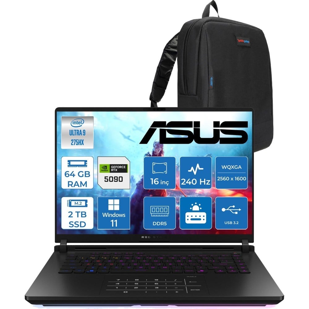 Asus Rog Strix Scar 16 G635LX-RW145 Ultra 9 275HX Aı 64GB GB 2tb SSD 24GB/RTX5090 Gddr7 175W 16