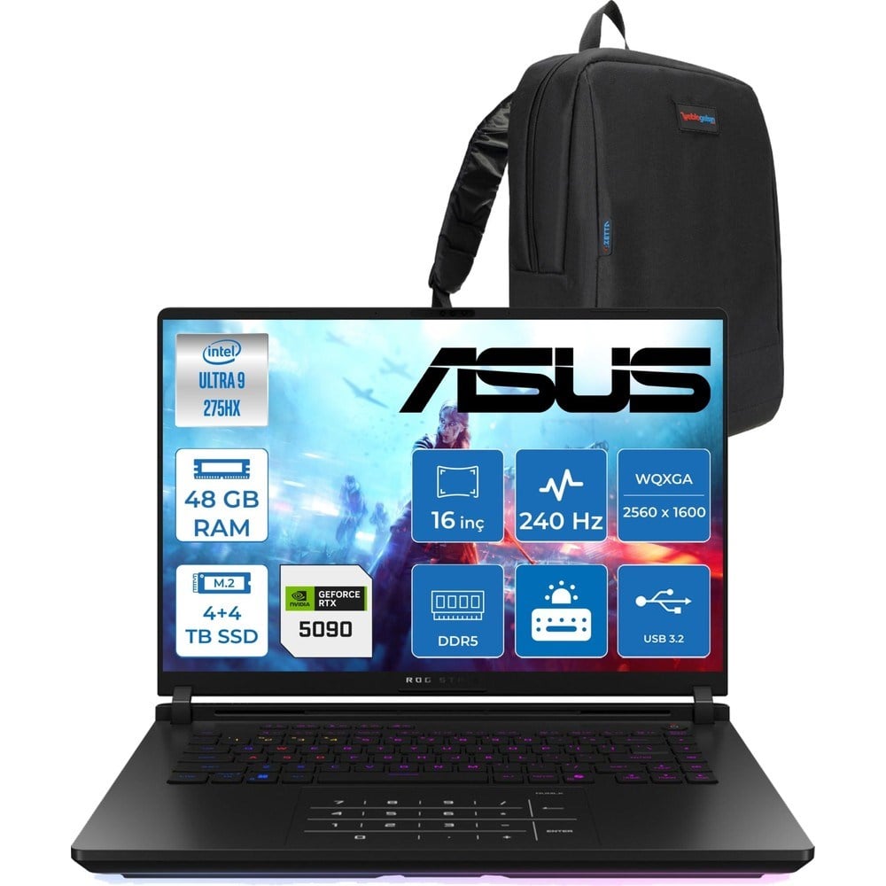 Asus Rog Strix Scar 16 G635LX-RW145 Ultra 9 275HX Aı 48GB GB 4tb Ssd+4tbssd 24GB/RTX5090 Gddr7 175W 16