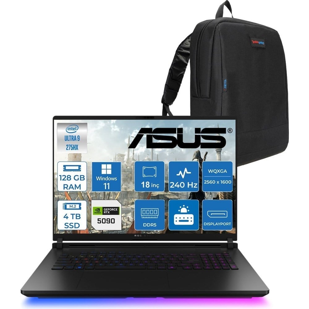 Asus Rog Strix Scar 18 G835LX-SA156 Intel Core Ultra 9 275HX Aı 128GB 2tb Ssd+2tb 24GB/RTX5090 Gddr7 175W 18