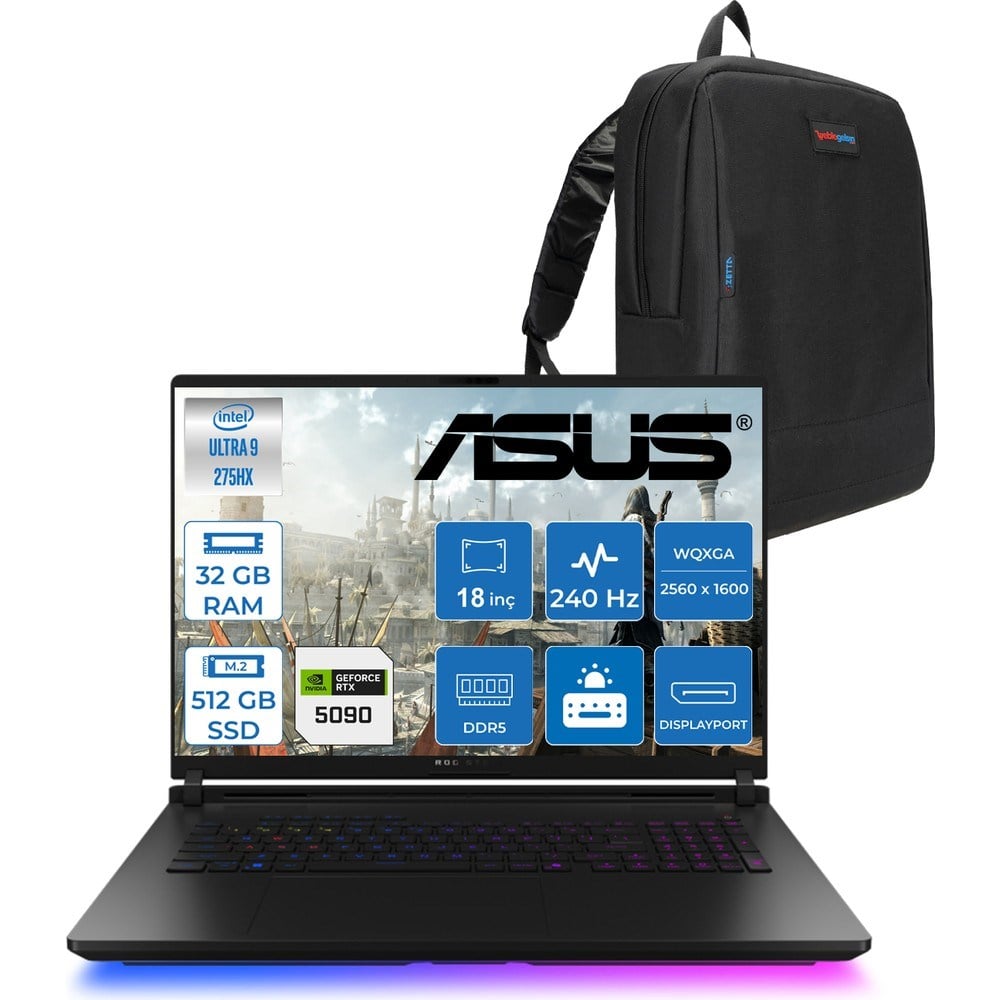 Asus Rog Strix Scar 18 G835LX-SA156 Intel Core Ultra 9 275HX Aı 32GB GB 512GB SSD 24GB/RTX5090 Gddr7 175W 18