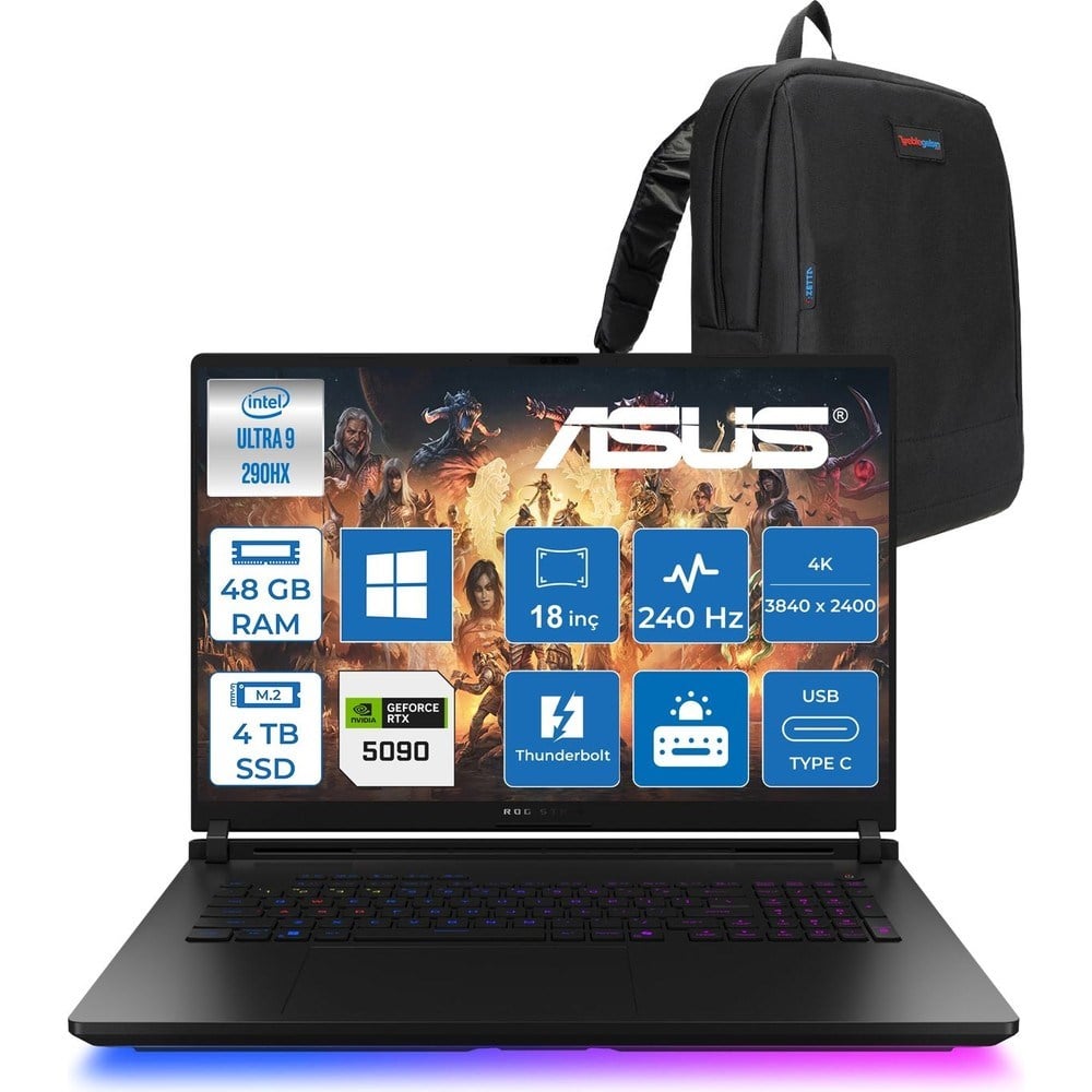 Asus Rog Strix Scar G18 G835LXG-TQ557 Intel Core Ultra 9 290HX Plus 48GB Ddr5 4tb SSD W11PRO 175W RTX5090 24GB Ggdr7 18