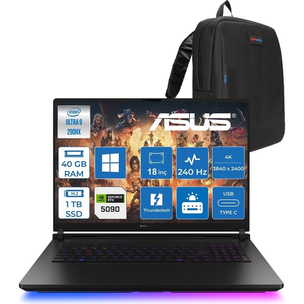 Asus Rog Strix Scar G18 G835LXG-TQ557 Intel Core Ultra 9 290HX Plus 40GB Ddr5 1tb SSD W11PRO 175W RTX5090 24GB Ggdr7 18