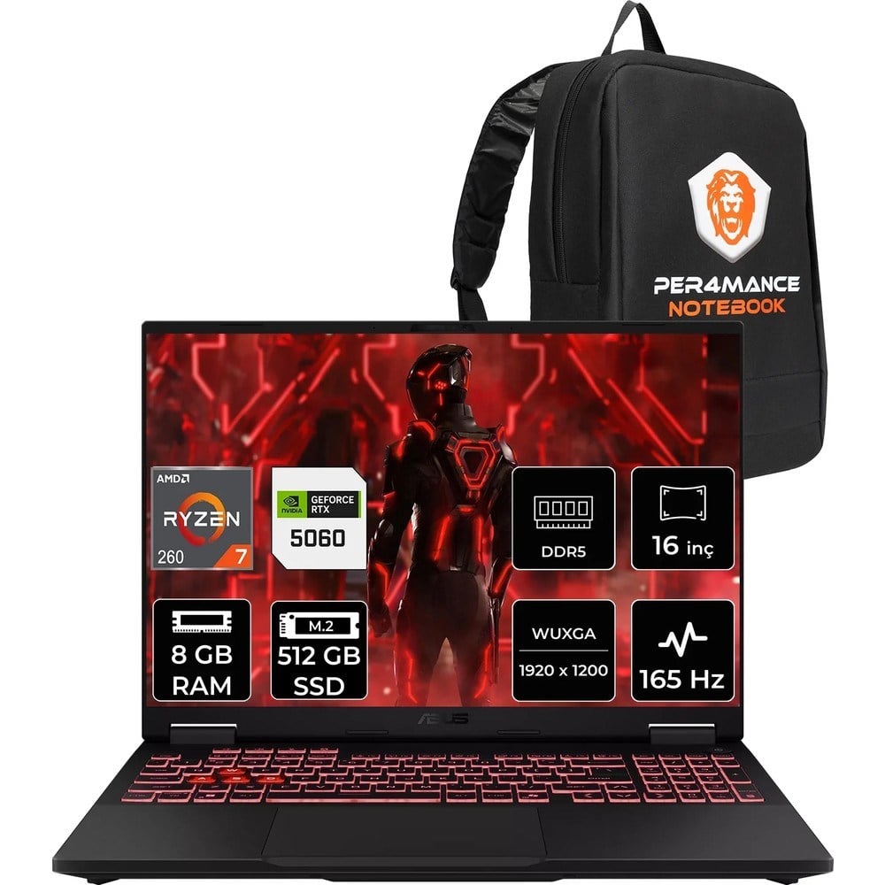Asus Tuf A16 Ryzen 7 260 RTX 5060 8GB 8GB RAM 512GB SSD 16