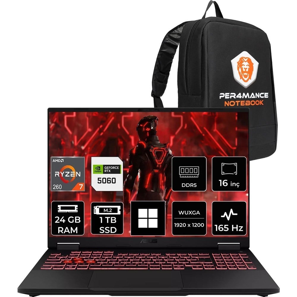Asus Tuf A16 Ryzen 7 260 RTX 5060 8GB Gaming Laptop 24GB RAM 1TB SSD 16