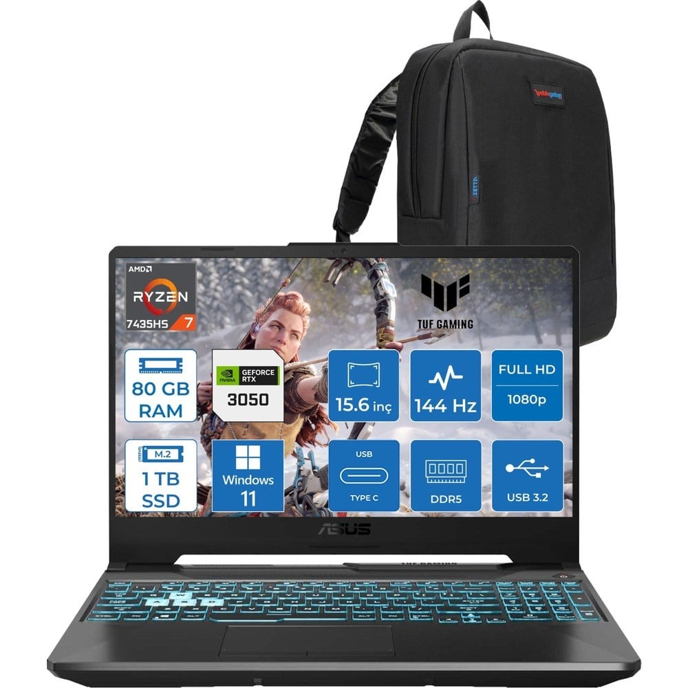 Asus Tuf Gaming A15 FA506NCR Amd Ryzen 7 7435HS 80 GB 1tb SSD RTX3050 4 GB 15.6