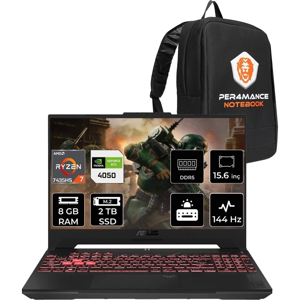 Asus Tuf Gaming A15 Ryzen 7 7435HS RTX 4050 Gaming Laptop 8GB RAM 2TB SSD 15.6