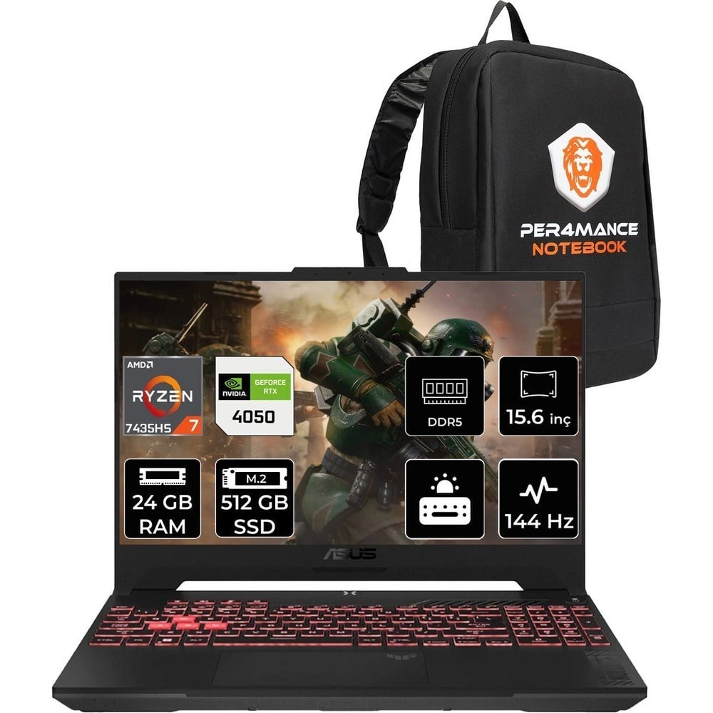 Asus Tuf Gaming A15 Ryzen 7 7435HS RTX 4050 Gaming Laptop 24GB RAM 512GB SSD 15.6