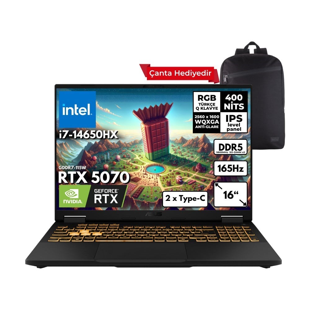 Asus Tuf Gaming F16 I7-14650HX 48 -Gbddr5 1 Tbssd RTX5070 (8GB-GDDR7-115W) 16