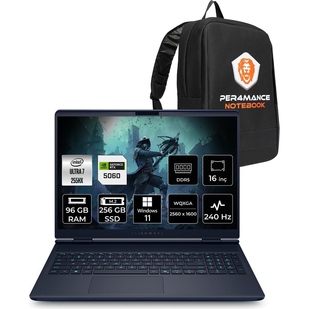 Dell Alienware 16X Aurora Core Ultra 7 255HX RTX 5060 8GB Gaming Laptop 96GB RAM 256GB SSD 16