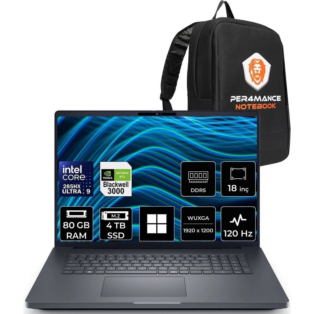 Dell Pro Max 18 Plus Core Ultra 9 285HX Rtx Pro 3000 Blackwell 12GB 80GB Ram 4tb SSD 18