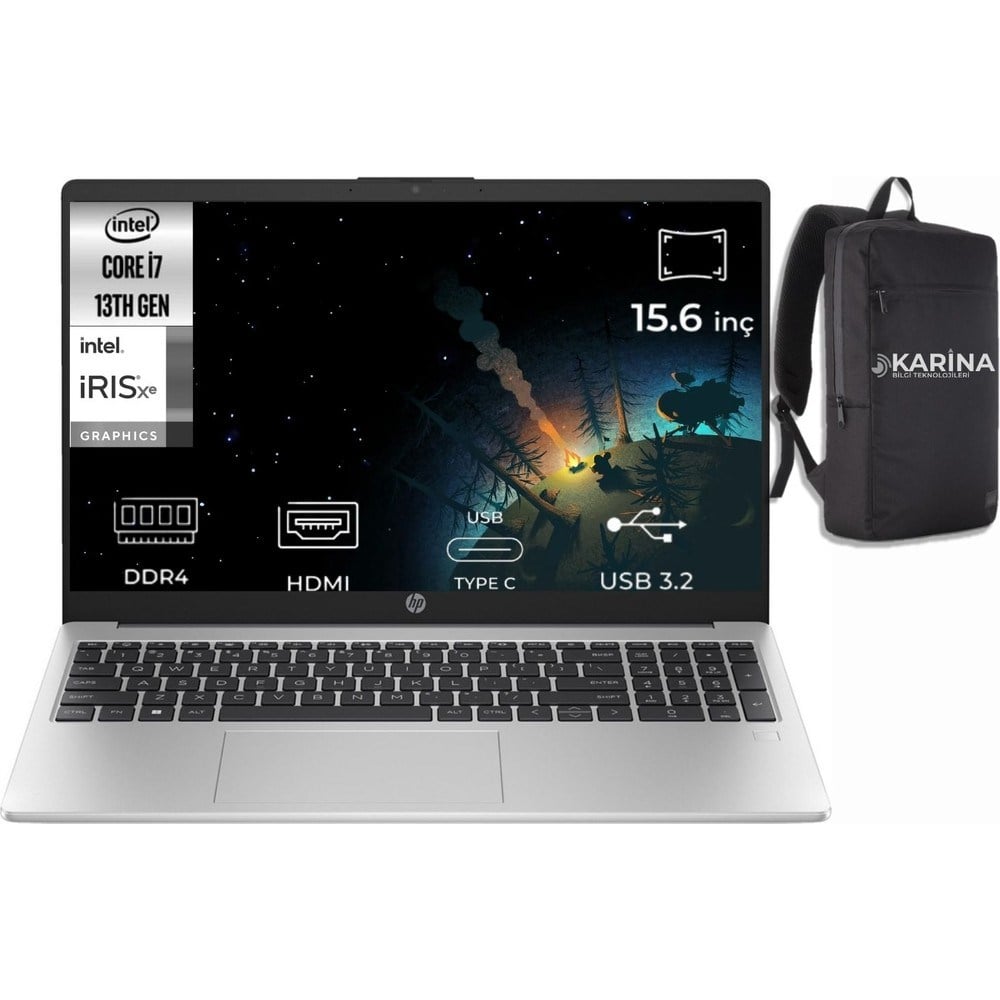HP 250 G10 I7-1355U 9G1E6ET-02 32GB 512GB Iris Xe Graphics Freedos 15.6