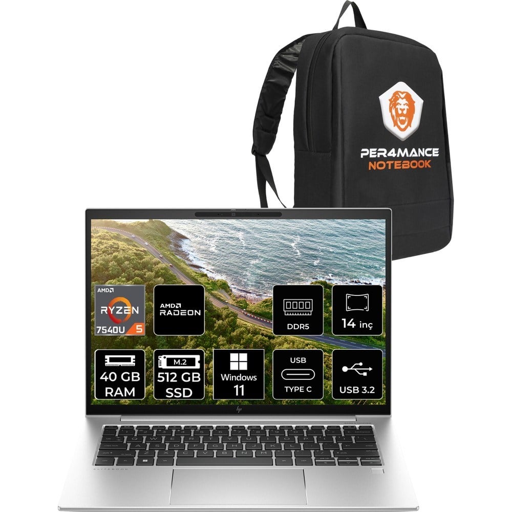 HP Elitebook 845 G10 Amd Ryzen 5 7540U 40GB 512GB SSD 14