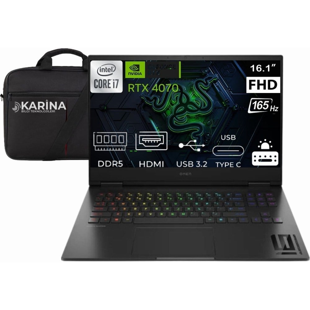HP Omen 16-WF1020NT I7-14700HX 9J1Y9EA-13 96GB 4tb RTX4070 8gb 165 Hz Freedos 16.1 Taşınabilir Bilgisayar