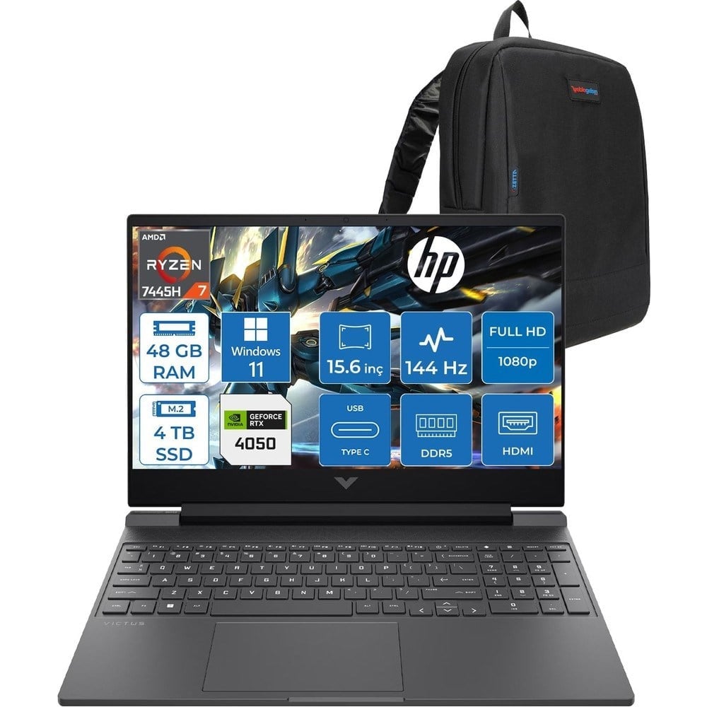 HP Victus Gaming Amd Ryzen 7-7445HS 48GB Ddr5 4tb SSD Rtx RTX4050/6GB 15.6