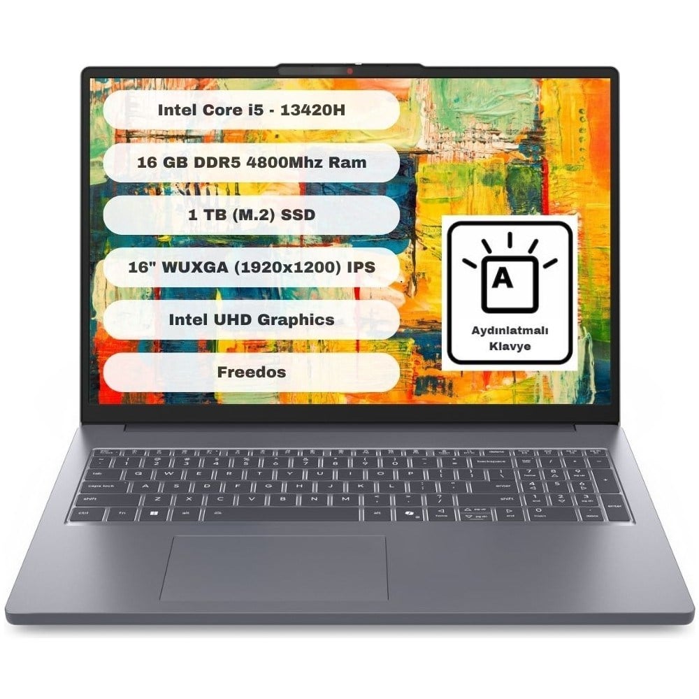 Lenovo Ideapad Slim 3 16IRH10 Intel Core I5 13420H 16GB 1TB SSD Freedos 16” Wuxga 83K20077TR