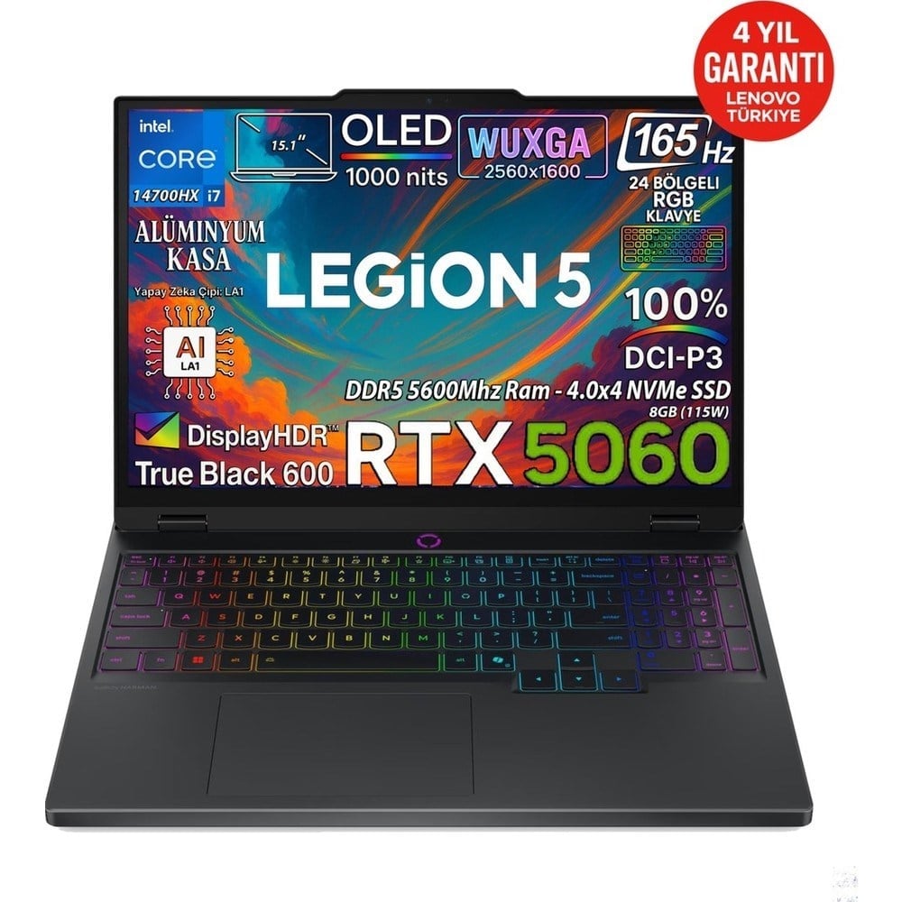 Lenovo Legion 5 15IRX10 Intel Core I7 14700HX 32-Gbddr5 512 GB SSD RTX5060 8gb (115W) OLED 15.1