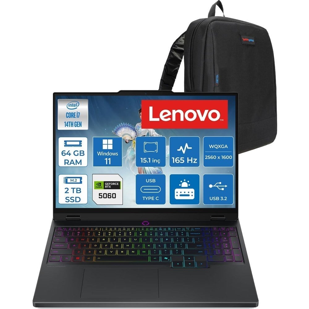 Lenovo Legion 5 15IRX10 Intel Core I7 14700HX 64GB Ddr5 2tb SSD RTX5060 8gb Gddr7 115W Windows 11 Pro 15.1