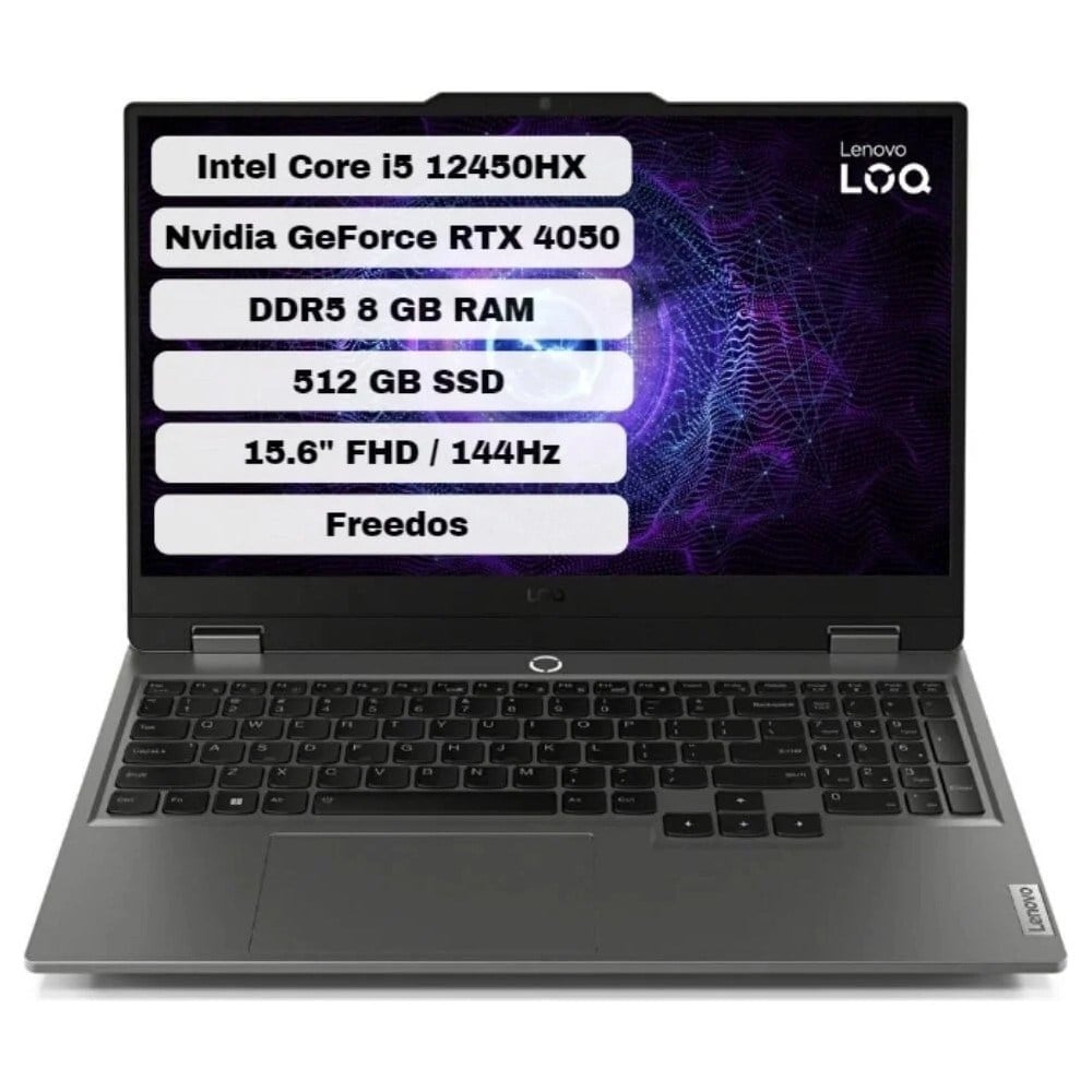 Lenovo Loq 15IAX9 83GS007WTR Intel Core I5 12450HX 8gb 512GB SSD Rtx 4050 Freedos 15.6