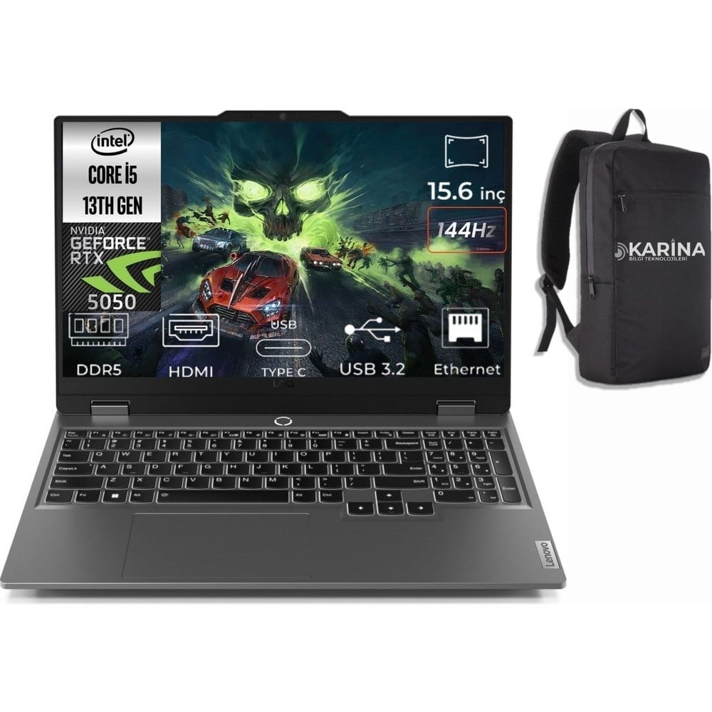 Lenovo Loq 15IRX10 I5-13450HX 83JE00JLTR-K47 16GB 512GB RTX5050 8gb W11PRO 15.6