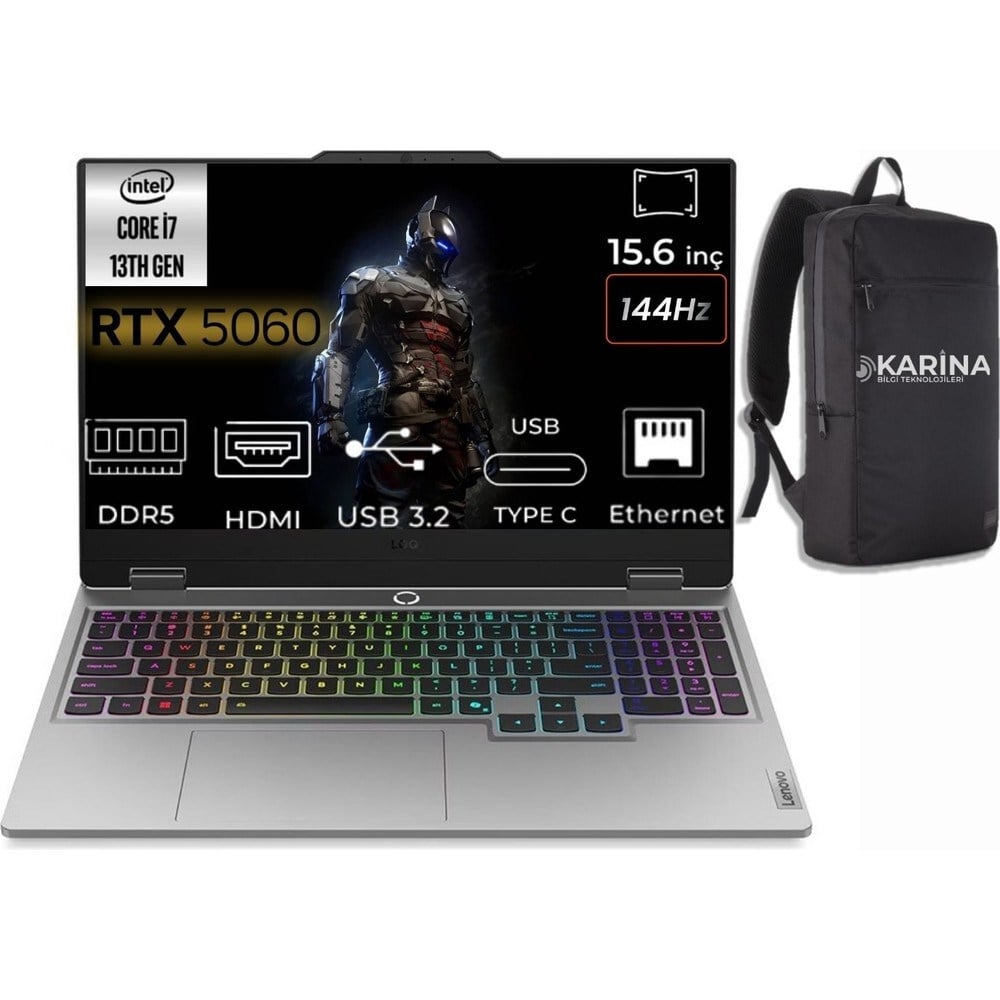 Lenovo Loq 15IRX10 I7-13650HX 83JE00ETTR-K00 24GB 512GB RTX5060 Freedos 15.6