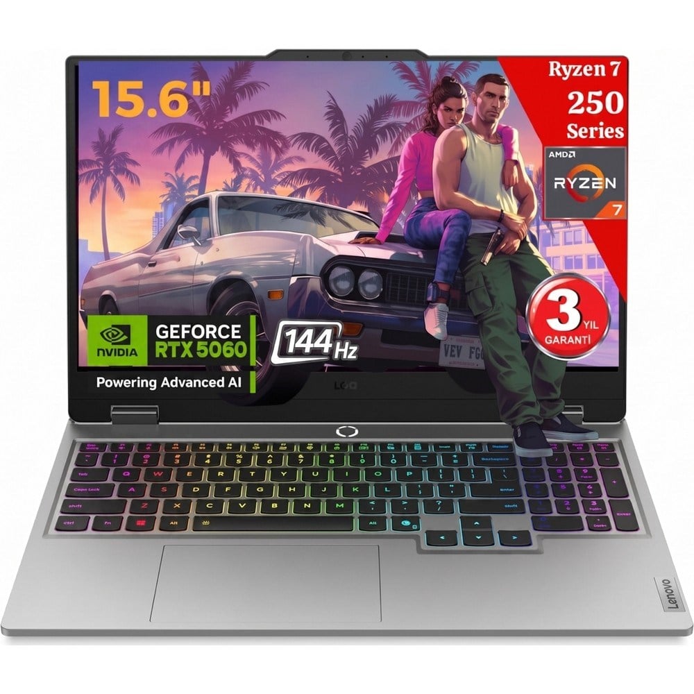 Lenovo Loq Amd Ryzen 7 250 16 GB 512 GB SSD RTX5060 (100W) Freedos 15.6