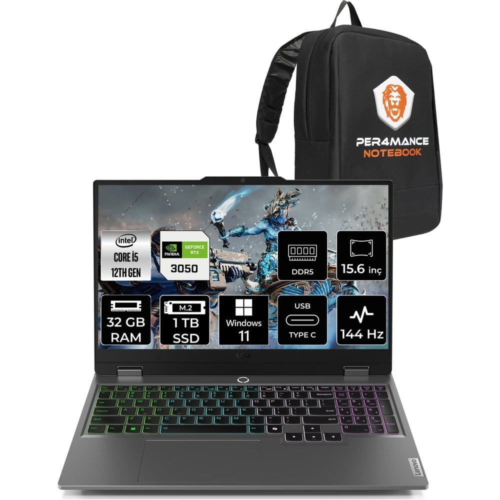 Lenovo Loq i5 12600HX RTX 3050 Gaming Laptop 32GB RAM 1TB SSD 15.6