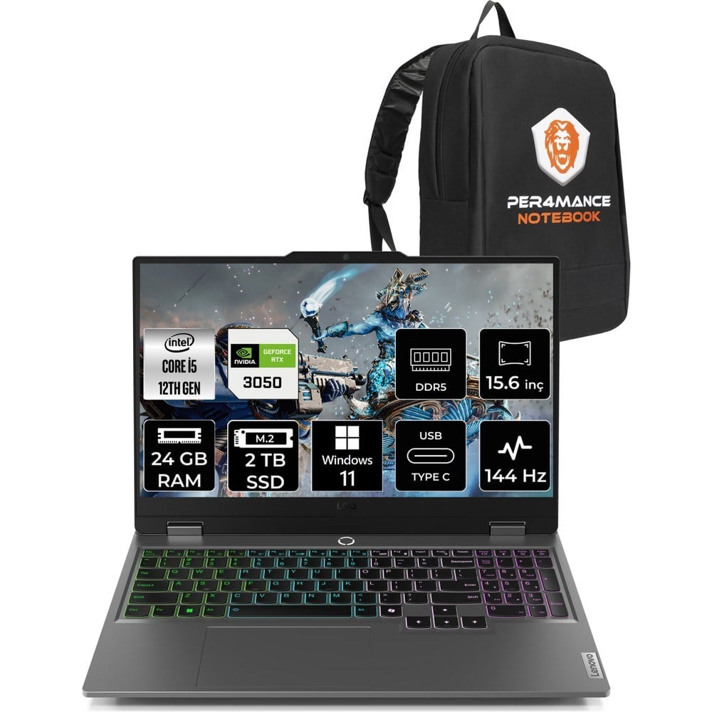 Lenovo Loq i5 12600HX RTX 3050 Gaming Laptop 24GB RAM 2TB SSD 15.6