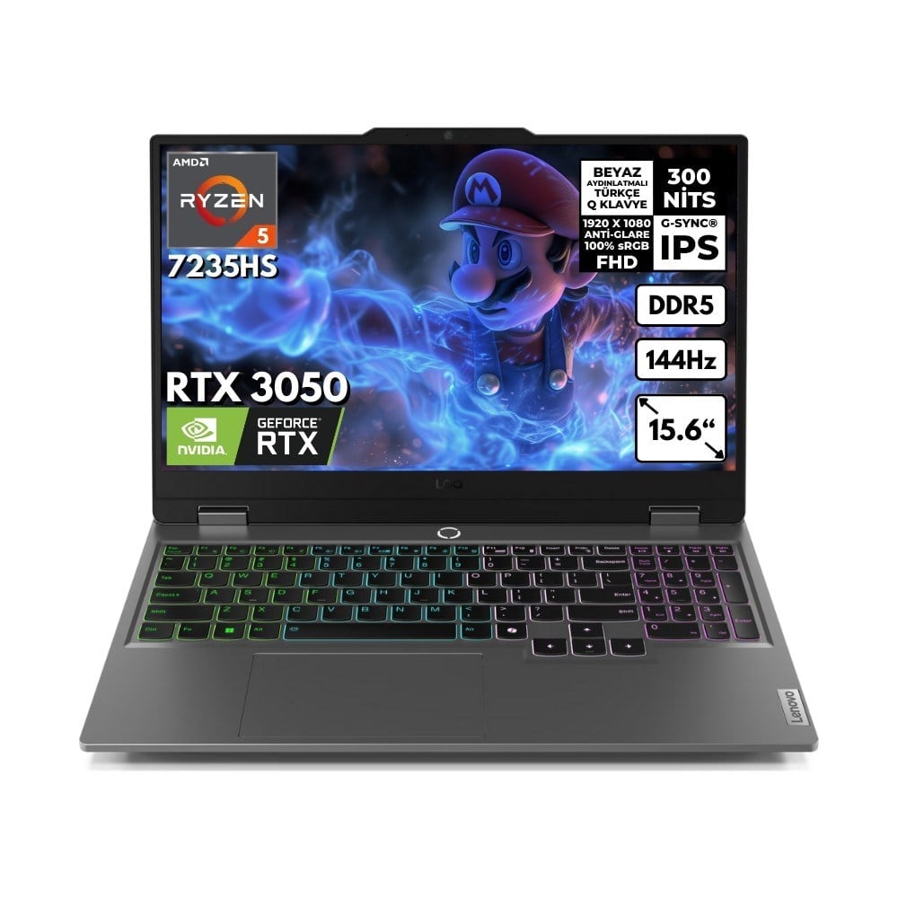 Lenovo Loq Ryzen 5-7235HS 48 -GB DDR5 1 TB SSD RTX3050 (6GB-95W) 15.6