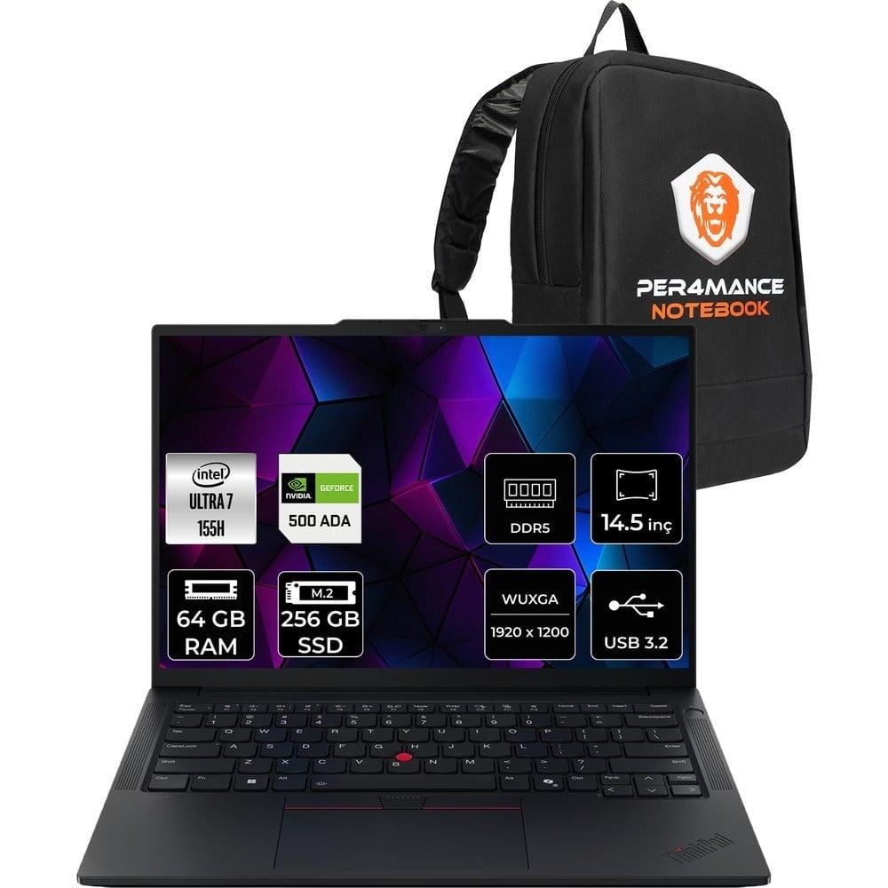 Lenovo Thinkpad P14S Gen 5 Core Ultra 7 155H İş İstasyonu 64GB RAM 512GB SSD 14.5