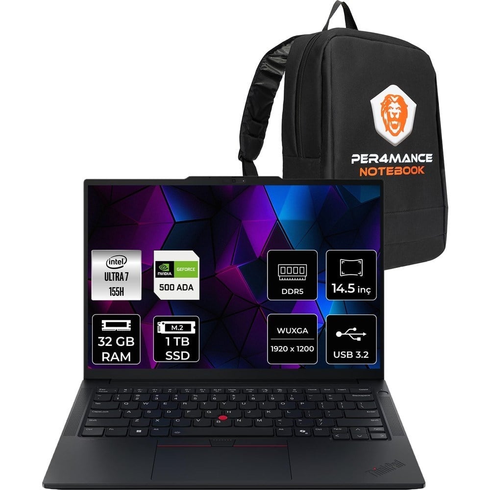 Lenovo Thinkpad P14S Gen 5 Core Ultra 7 155H İş İstasyonu 32GB RAM 1TB SSD 14.5