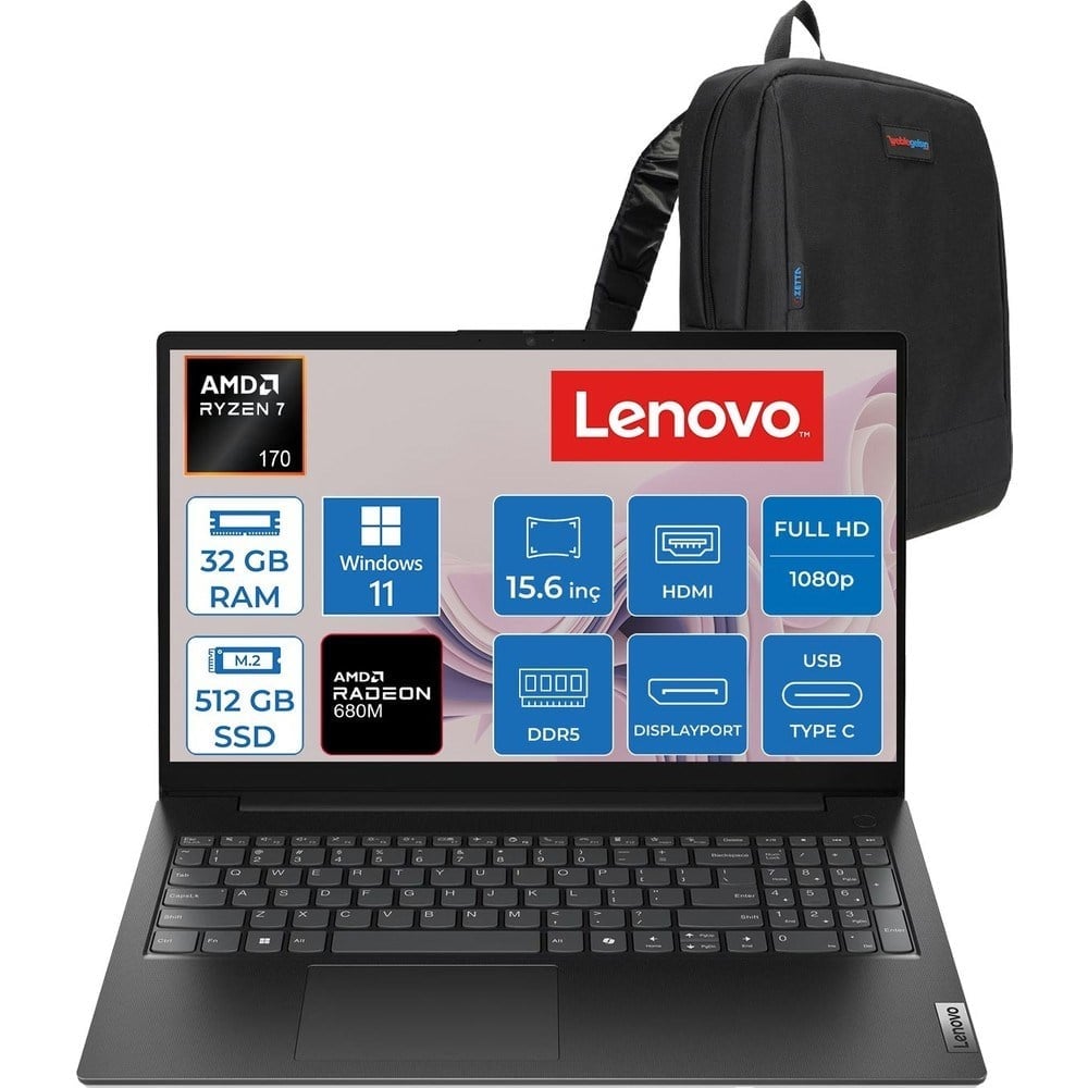 Lenovo V15 G6 Arp Amd Ryzen™ 7 170 32GB Ddr5 512GB SSD Amd Radeon™ 680M Graphics 15.6