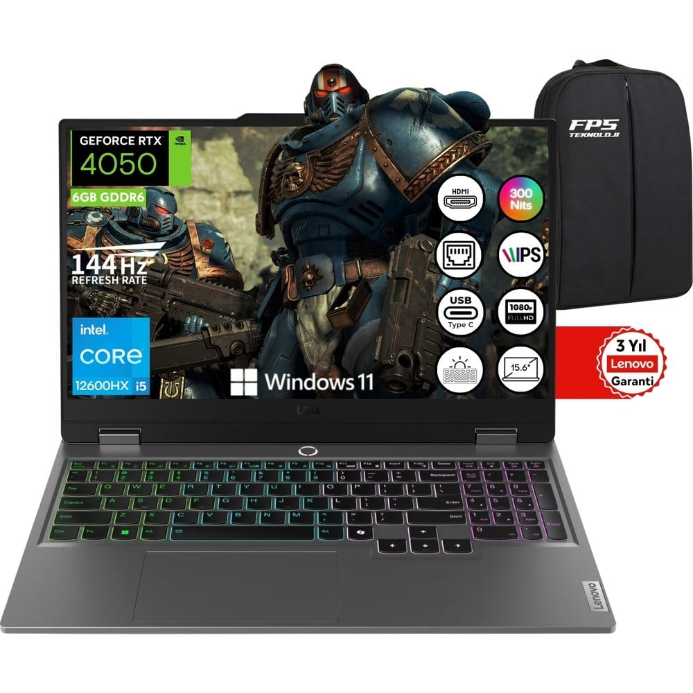 LenovoLoq 15IAX9 İ5-12600HX RTX4050 105W 64GB Ram 2tb SSD 15.6