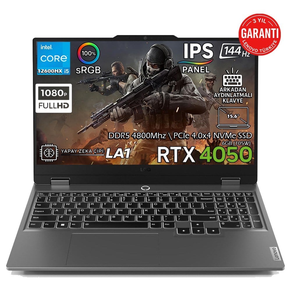 LenovoLOQ 15IAX9 Intel Core i5-12600HX 16GB 1TB SSD RTX 4050 6GB (105W) 15.6
