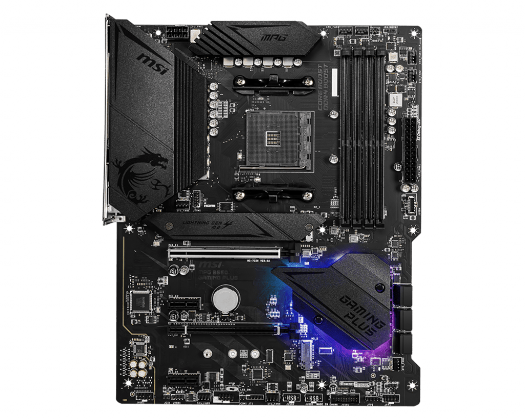 MSI MPG B550 GAMING PLUS DDR4 4400MHZ 1XHDMI 1XDP 2XM.2 USB 3.2 ATX AM4 (AMD 5000/4000G/3000 SERİLERİ İLE UYUMLU)