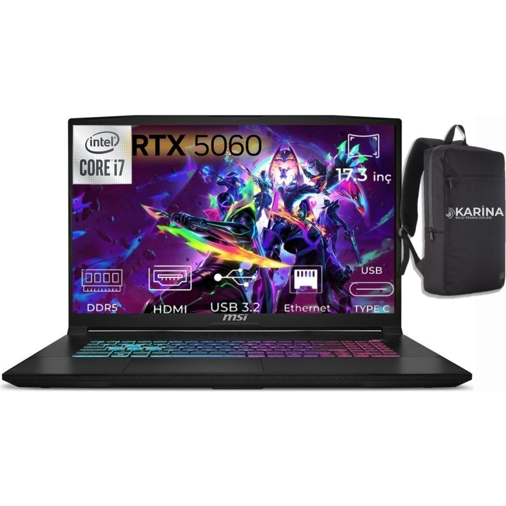 MSI Msı Katana 17 Hx I7-14650HX B14WFK-215XTR-06 32GB 2tb RTX5060 8gb Freedos Taşınabilir Bilgisayar 17.3