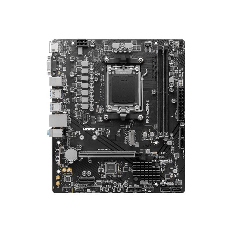 MSI PRO A620M-E DDR5 6800MHZ 1XVGA 1XHDMI 1XM.2 USB 3.2 MATX AM5 (AMD AM5 9000/8000/7000 SERİLERİ İLE UYUMLU)